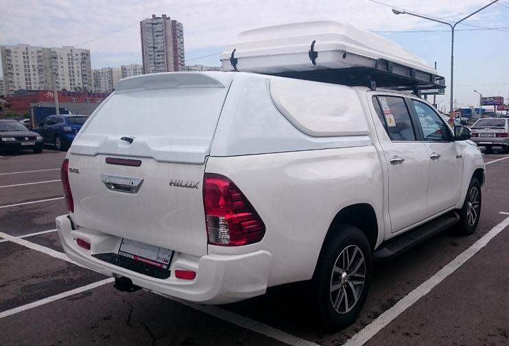 Крыша (кунг) кузова для Toyota Hilux Revo (двойная кабина) (08.2015-) (белая/черная) (3 двери) Expedition АВС-Дизайн